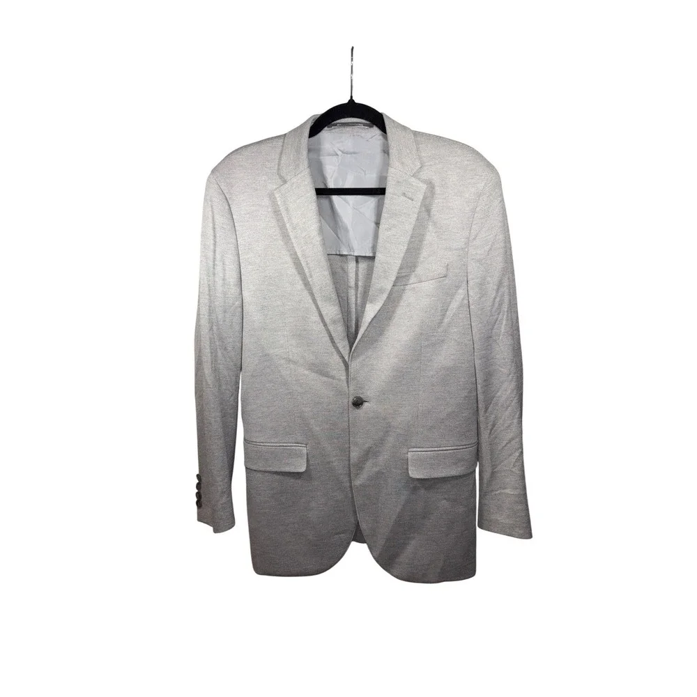 HM Mens Slim Fit Blazer Light Gray Textured 2 Button Sport Coat 38R 0943929 5